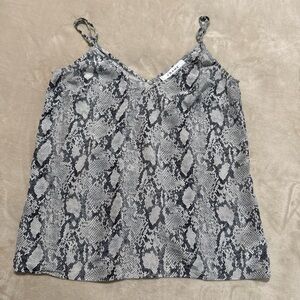 Frame Denim Black & Gray Snake-Print Satin Cami